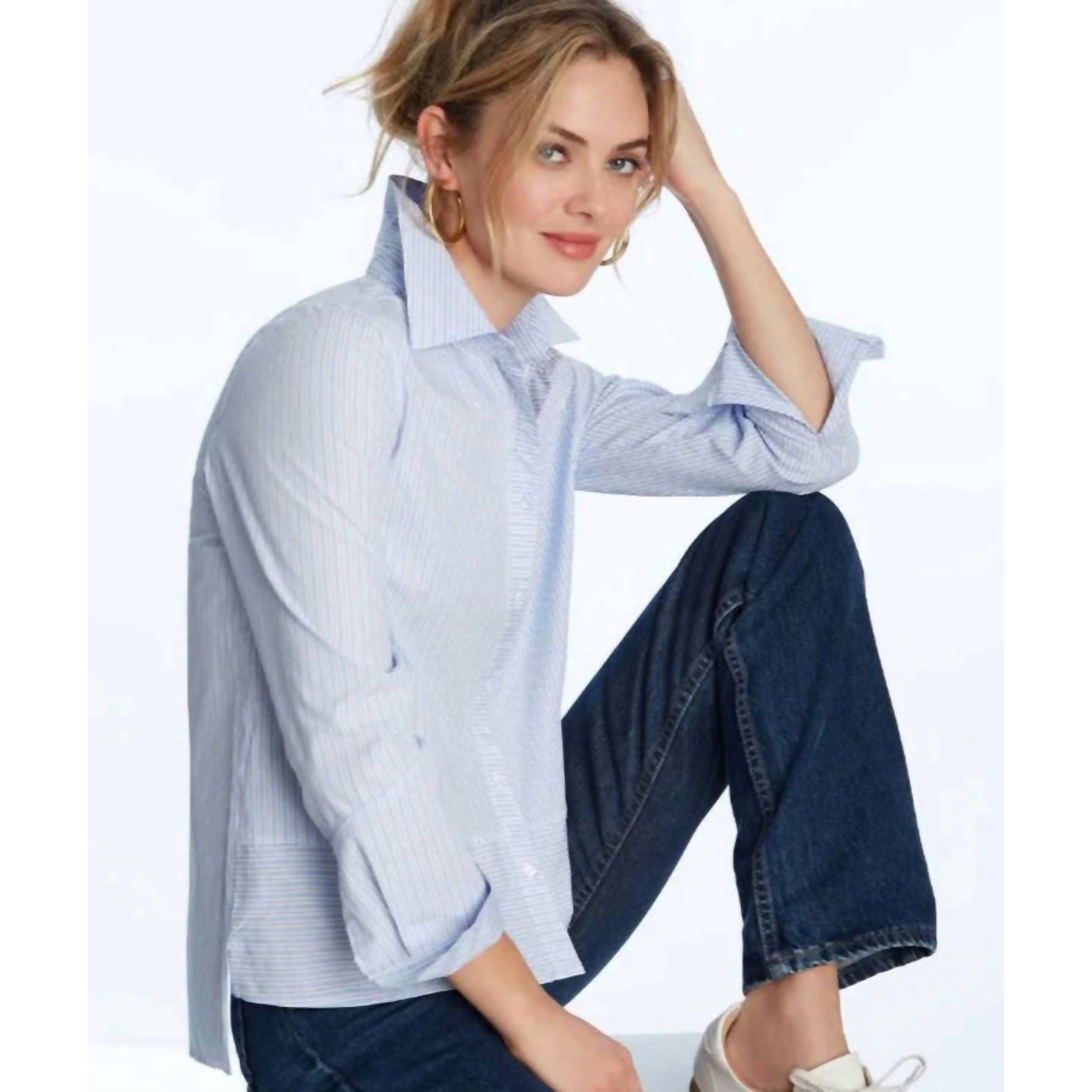 New Elliott Lauren Seeing Stripes Shirt In Blue